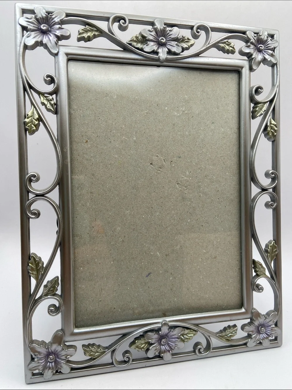 Vintage Rectangular Silver Metal Picture Photo Frame Victorian Art Nouveau 5”X7”